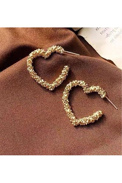 Atılgan Grp Star Powder Gold Heart Earrings, 1 Pair Bujiteri Earrings