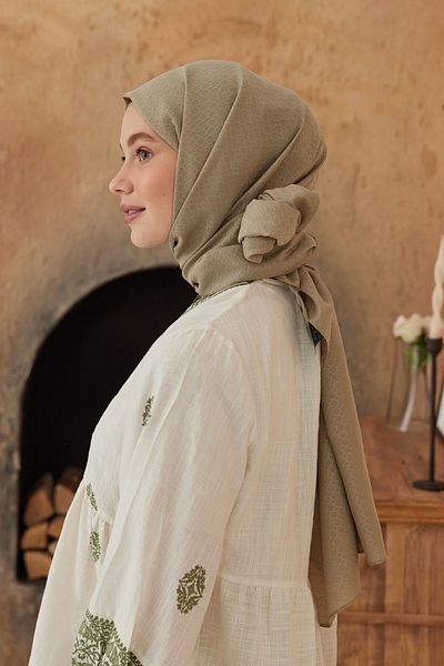 Modakaşmir Σάλι με μοτίβο δαχτυλιδιών της σειράς Soft Jacquard