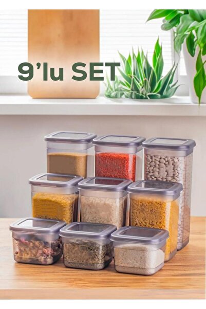 Kapris 9'lu Erzak Saklama Kabı Antrasit 3x(1.7 LT - 1.1 LT - 0.5 LT)