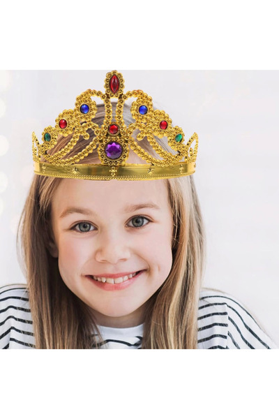 Epilons Gold Color Plastic Princess Crown Queen Crown 60 Cm