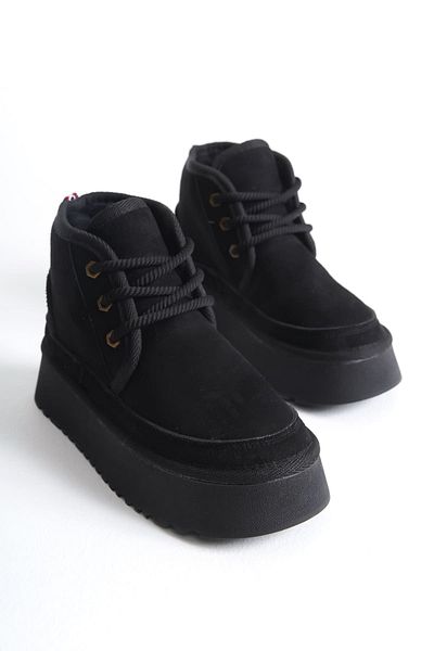 İREM Women's Black Furry Winter Boots Tr001K02A