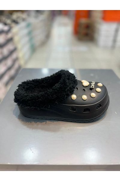 LUXTER Γυναικείες χειμερινές παντόφλες με πέτρινη λεπτομέρεια - στενή εφαρμογή και στολίδια