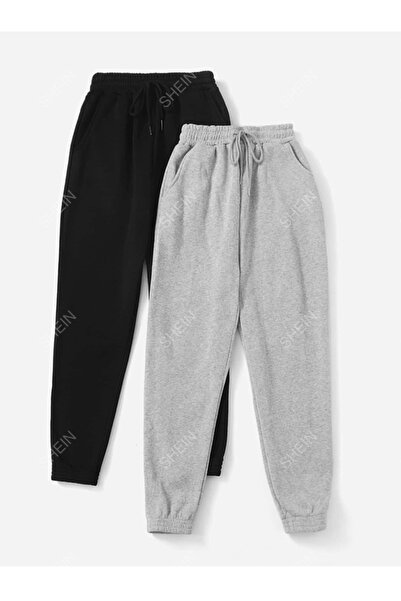 yx yustex sport Σετ 2 τεμαχίων Μαύρο-Γκρι Φούτερ με ελαστικά μανίκια και πόδια