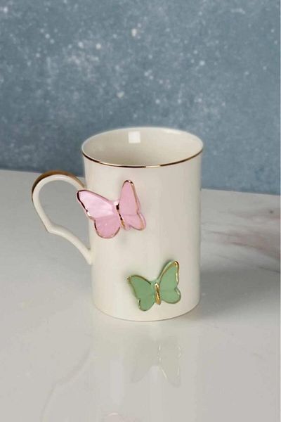 AROW Mariposa Butterfly Patterned Porcelain Mug