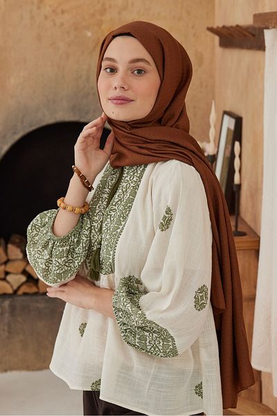 Modakaşmir Σάλι με μοτίβο δαχτυλιδιών της σειράς Soft Jacquard