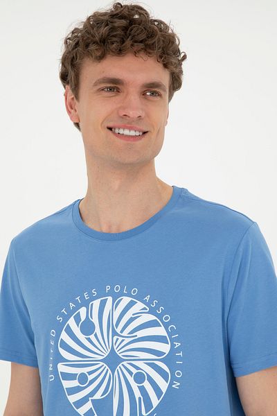U.S. Polo Assn. Ανδρικό μπλουζάκι με κανονική εφαρμογή με λαιμόκοψη σκούρο μπλε 50282009 -vr032