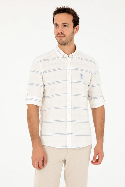 U.S. Polo Assn. Cămașă cu mânecă lungă albastru deschis pentru bărbați 50282822 -VR003