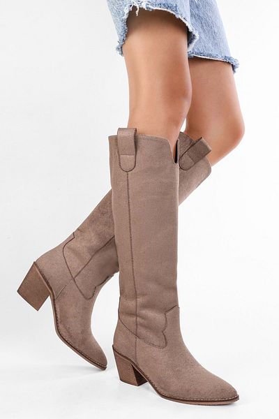 Shoeberry Rebel-Cowboystiefel aus Nerz-Wildleder für Damen