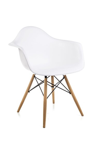 D'orcia HOME Lisa Beyaz Kolçaklı Eames Sandalye - 4 Adet - Cafe Balkon Mutfak Sandalyesi