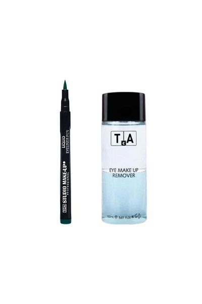 TCA Studio Make Up Tca Studio Make-Up Eye Makeup Remover 150 ml - Liquid Eyeliner (1004 Green) with Eye Liner Gift