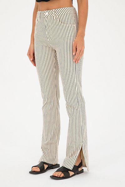 U.S. Polo Assn. Women's White Striped Straight Fit Jean Trousers 50282656 -Vr013