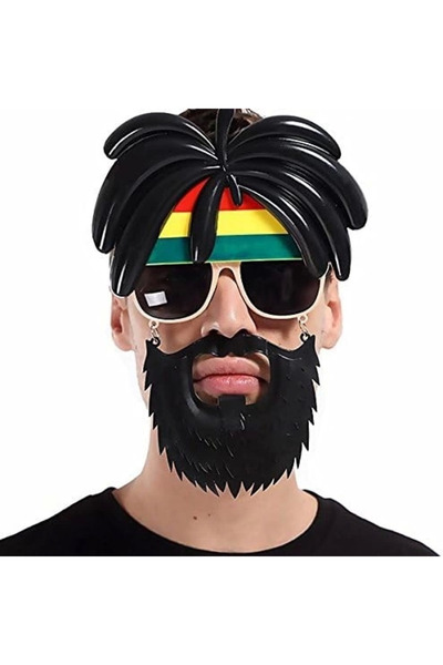 magicool نظارة حفلات بشعيرات بوب مارلي مع شعر مستعار من Rasta Beard مقاس 27x1...
