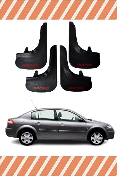 P&B COLLECTION WORKSHOP واقيات طين لسيارة رينو ميرجان 2 موديل 2004-2010، مجموعة من 4 قطع، مع كتابة 'رائسينج'