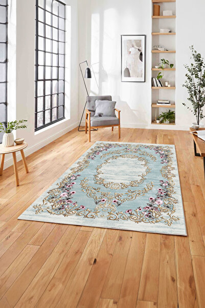 Napoli Home Dijital Baskılı Klasik Gül Motifli Yıkanabilir Kaymaz Taban Yollu...