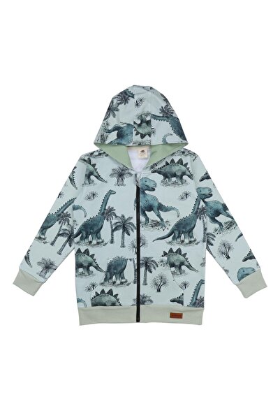 Walkiddy Dinozor Dünyası Desenli Organik Çocuk Sweatceket