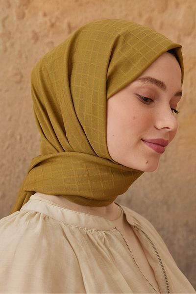 Modakaşmir Σάλι με μοτίβο κουτιού σειράς Soft Jacquard