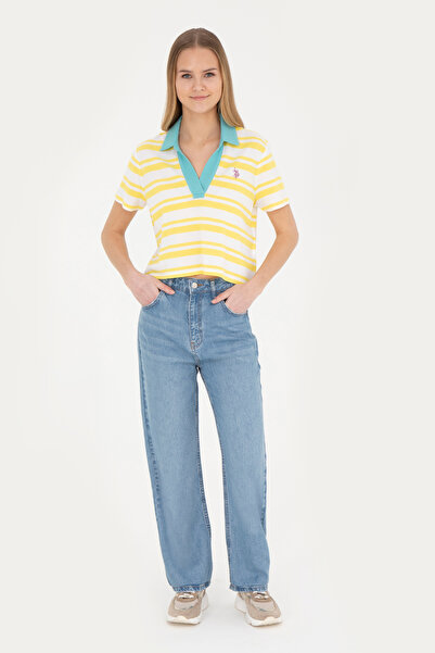U.S. Polo Assn. Pantaloni de damă, albastru deschis, cu croiala largi, 502827...