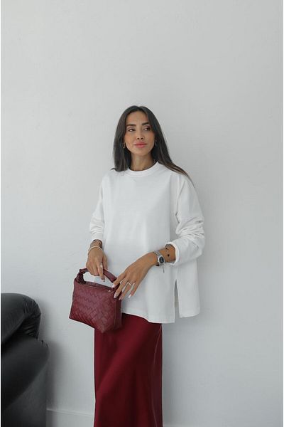 Havoş Ecru Oversize Sweatshirt with Slits
