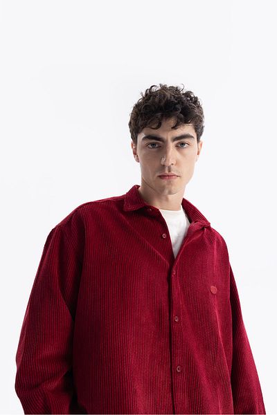 GIESTO Burgundy Velvet Shirt