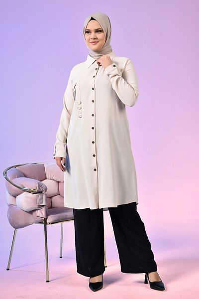 Ferace Women's Aerobin Hijab Tunic Stone Printed Stone