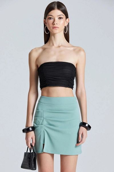 World Fashion Trends WFT2466 Crop negru fără bretele adunat în față