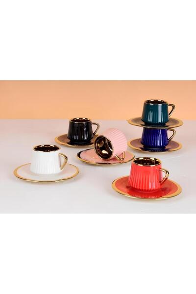 AROW 6-Piece Colorful Porcelain Coffee Set Tr-3311