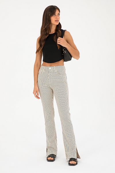 U.S. Polo Assn. Women's White Striped Straight Fit Jean Trousers 50282656 -Vr013