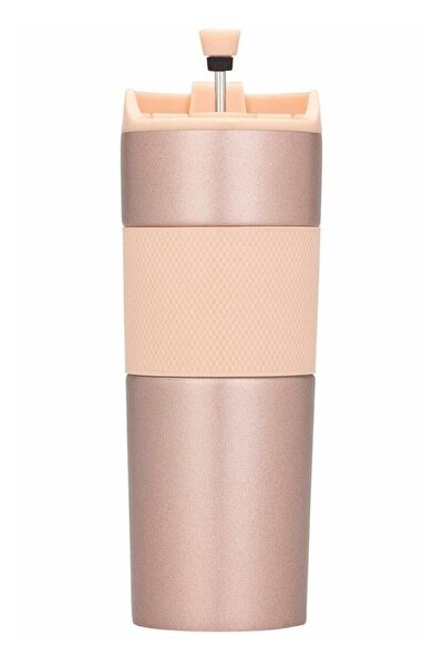 Lotus Plus Lüx French Press Termos | Rose Gold Paslanmaz Çelik Termos Mug 450...