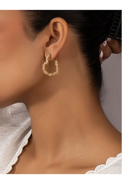 Atılgan Grp Star Powder Gold Heart Earrings, 1 Pair Bujiteri Earrings