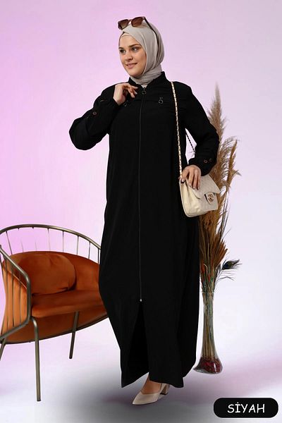 Ferace Γυναικείο φόρεμα Hijab μεγάλου μεγέθους με μακρύ φερμουάρ
