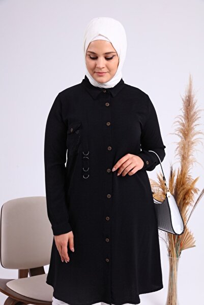 Ferace Women's Aerobin Hijab Tunic Stone Printed Black