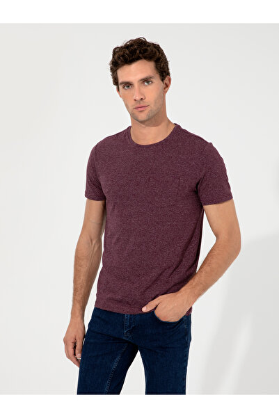 Cacharel Bordo Bisiklet Yaka Slim Fit T-Shirt 50240270-VR014