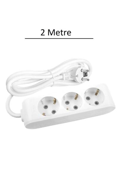 VİKO 3 Lü Topraklı Uzatma Kablosu Grup Priz 2 Metre