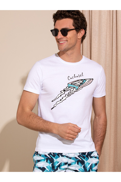 Cacharel Beyaz Bisiklet Yaka Slim Fit T-Shirt 50266515-VR013