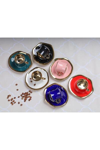 AROW 6-Piece Colorful Porcelain Coffee Set Tr-3310
