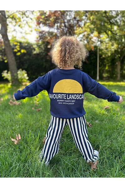 Weeny Muse Sunny Happy Day Kids Sweatshirt and Striped Pants Set