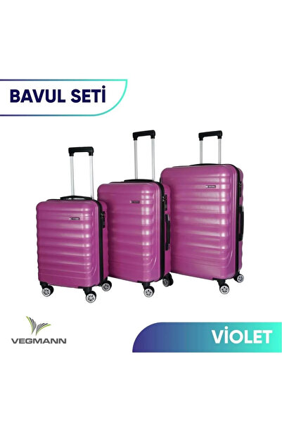 Çantavizyon Vegmann Delphin Dayanıklı 3'lü Valiz Seti & Bavul Seti Mor