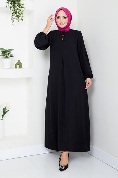 ModaMerve Black Elastic Cuff Dress - 2400Hbs932-M