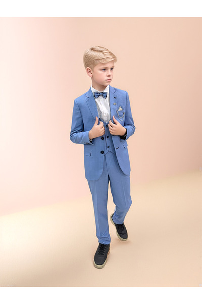 WENA KİDS Blue Children's Set - Dress, Jacket, Vest and Pants Set