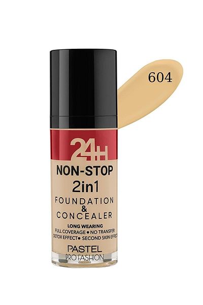 Pastel كريم أساس وخافي عيوب البشرة بروفاشون 24 ساعة 2 في 1 بدون توقف 604 فانيليا