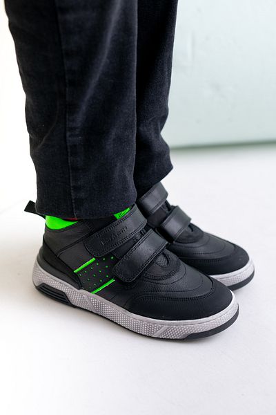 kids A more Rukven Double Velcro Leather Boy's Boots Black