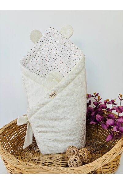 Bebella BABY BLANKET BABY SWADDLE WITH BEAR EARS STRIPED COTTON BABY CLOTH PLAY MAT GIFT