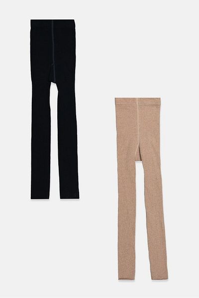 Tchibo Kids Girl 2 Pieces Ribbed Pull On Leggings, Tan