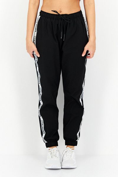 Steve Madden Women Sportswear Fit Brand Logo Track Pants, Black