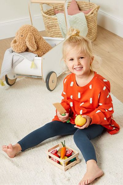 Tchibo Toddler Girls 2 Piece Plain Leggings, Navy And Red