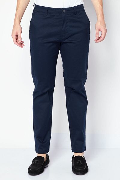 Selected Homme Men Straight Fit Solid Chino Pants, Navy