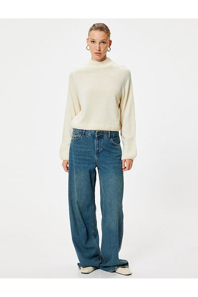 Koton Stand Collar Long Sleeve Basic Knitwear Sweater