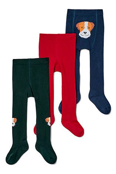 Tchibo Toddlers Girl 3 Packs Embroidered Pantyhose, Red