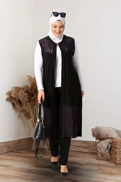 Ferace سترة نسائية كبيرة الحجم للأم طويلة وحجر الراين