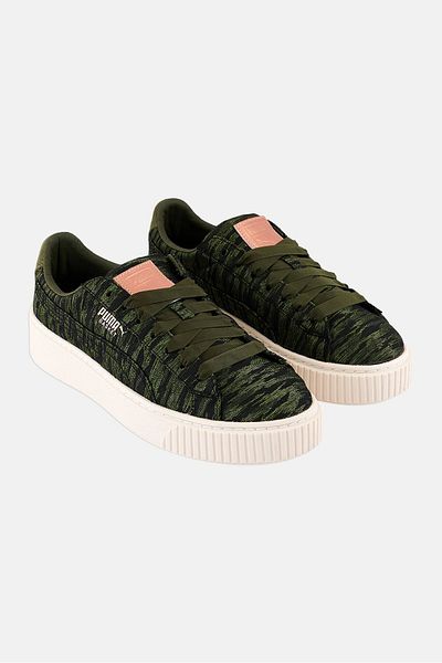Puma Women Basket Platform Vr Sneakers, Olive Night